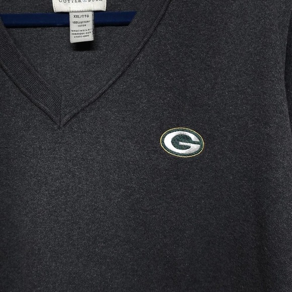 Cutter Buck Mens Gray V Neck Long Sleeve Sweater Green Bay Packers G Logo XXL - Picture 3 of 8